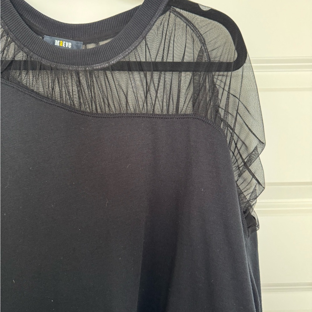 Anthropologie Black Sweatshirt with Sheer Detail - Picture 3 of 4